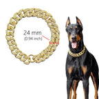 ABS Plastic Dog Collar Chain Diamond Inlay Sparkle Bulldog Necklace Cat Collars Pet Accessories Small Medium Large Dogs Golden - WTN Essentials 