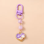 Cute Enamel Flower Butterfly Keychain Women Girls Love Heart Key Ring Pendants Handbag Decor DIY Handmade Jewelry Gifts