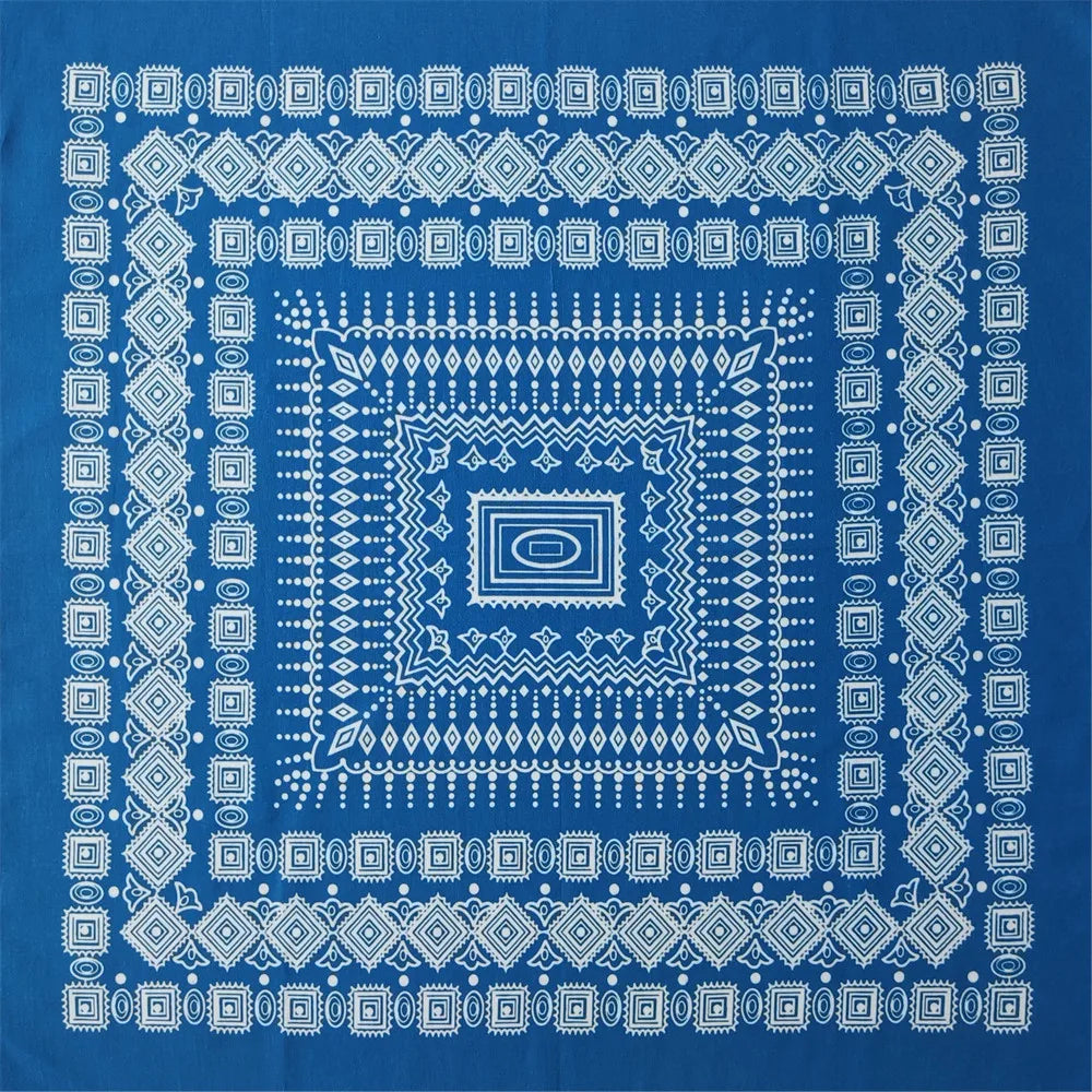 Navy Blue Cashew Hip Hop Cotton Square Bandana Scarf Riding Headband Paisley Gifts For Men Unisex