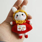 Cute Mushroom Rabbit Crochet Keychain Bunny Bag Charm