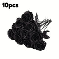 Artificial Black Roses – Long Stem Faux Flowers for Wedding & Halloween Decor