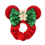 Cute Mouse Ears Velvet Scrunchies Hairband Women Elastic Ponytail Holder Girls Sequin Bow 2023 Kids Party DIY Hair Accessories