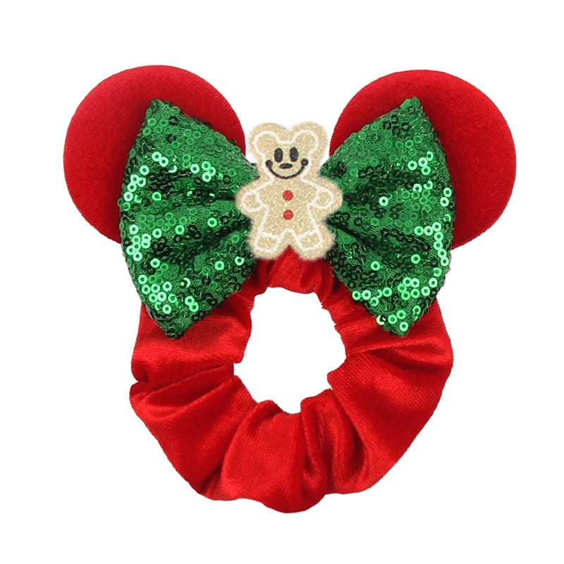 Cute Mouse Ears Velvet Scrunchies Hairband Women Elastic Ponytail Holder Girls Sequin Bow 2023 Kids Party DIY Hair Accessories