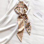 Cashew flower silk scarf double-sided printed for Women, Lightweight Versatile Bandana Style, Daily Office Party Vacation Boho