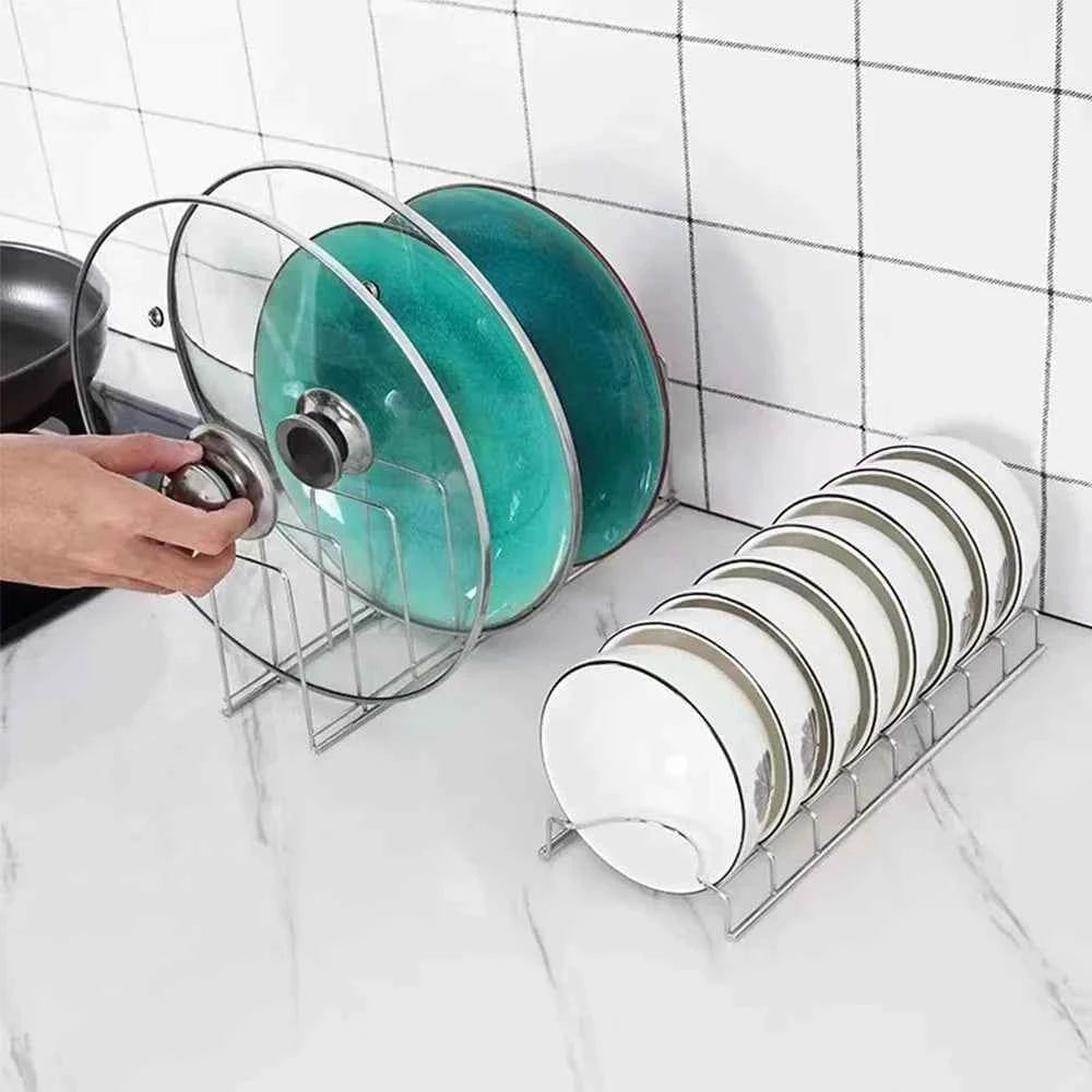 Stainless Steel Dish Draining Rack Multipurpose Silver Plates Storage Rack Space Saving Bowls Plates Drainer Holder Kitchen