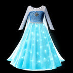 Children LED Light Up Dress Girls Kids Purple Green Cosplay Costume Carnival Birthday Party Clothes Halloween Costume Prom Gown
