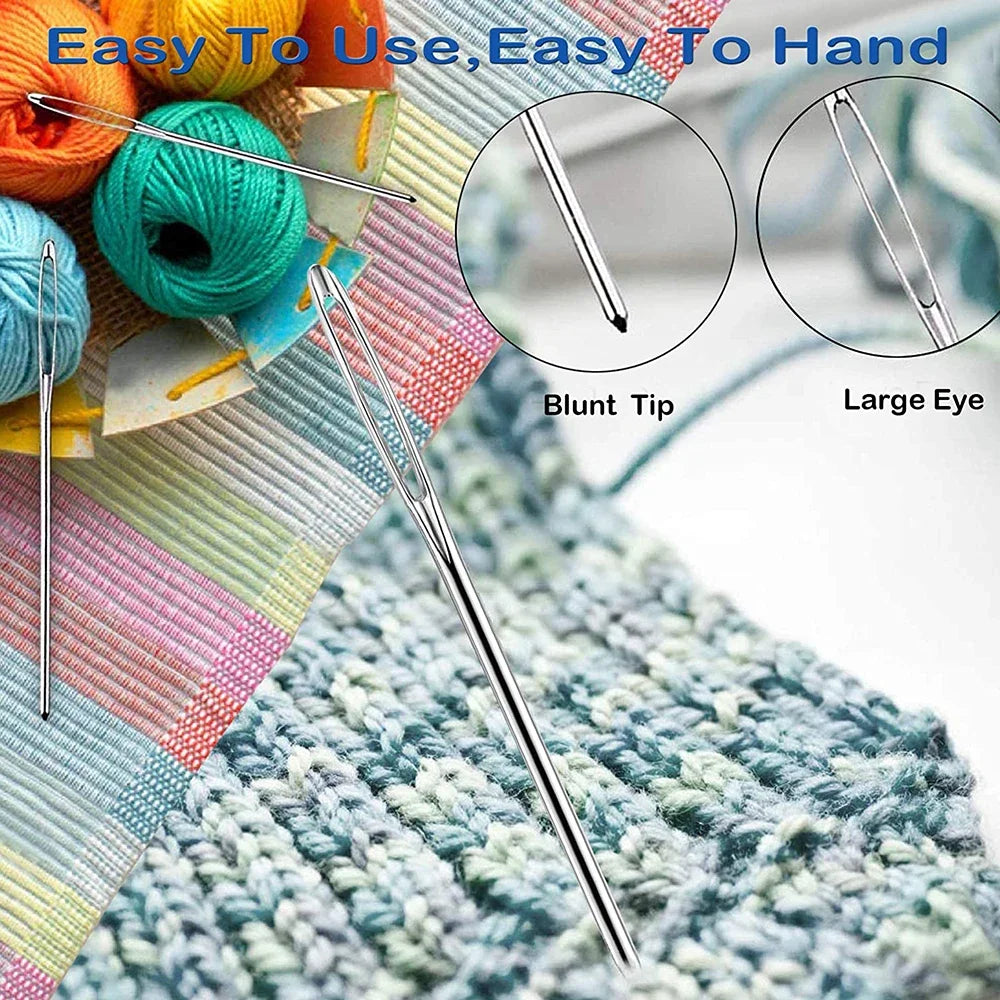 26Pcs Sewing Knitting Kits Large Eye Blunt Yarn Needles & Plastic Weaving Needles & Crochet Locking Counter Stitch Markers Tools