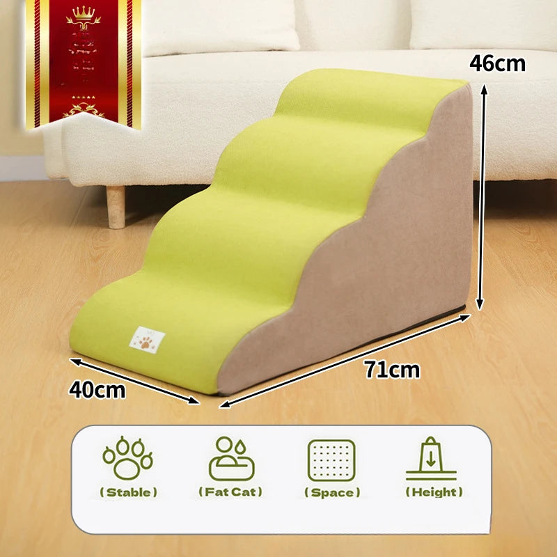 Pet 2/3 Step Stairs Ramp – Soft Memory Foam Dog & Cat Ladder | Removable & Washable Training Pet Ramp
