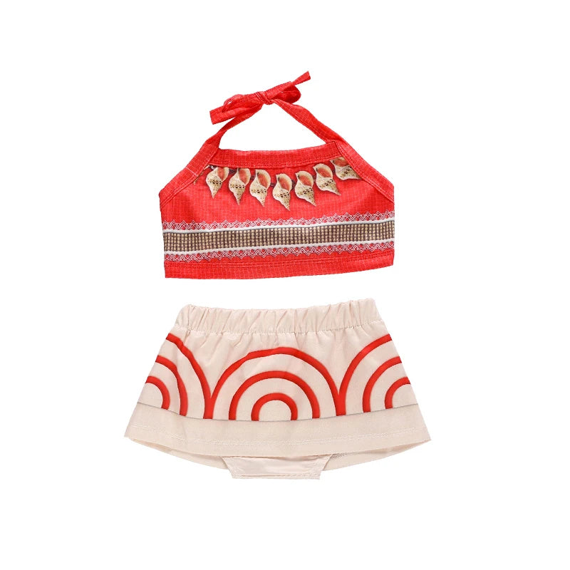 Disney New Moana Dress Costumes Kids Girl Cosplay Toddler Movie Ocean Adventure Infant Frock Halloween Party With Chick Clothes