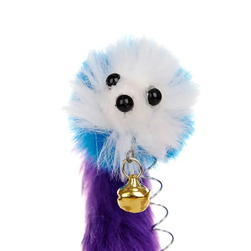 Cartoon Pet Cat Toy Stick Feather Rod Mouse Toy With Mini Bell Cat Catcher Teaser Interactive Cat Toy