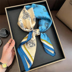 Bohemian Style Print Luxury Brand Silk Square Scarf Women Satin Shawls Neckerchief Wrap Scarves Bandana Hair Hjiab Floral
