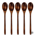 5-Piece Wooden Spoon & Fork Set – Natural Eco-Friendly Tableware | Handmade Ellipse Soup Ladle & Cooking Utensil Set