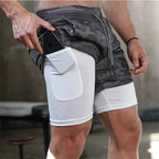 Camouflage Running Shorts, Men's Gym Sports Shorts 2-in-1, Quick Dry Exercise Training, Outdoor Sports Fitness Jogging Shorts
