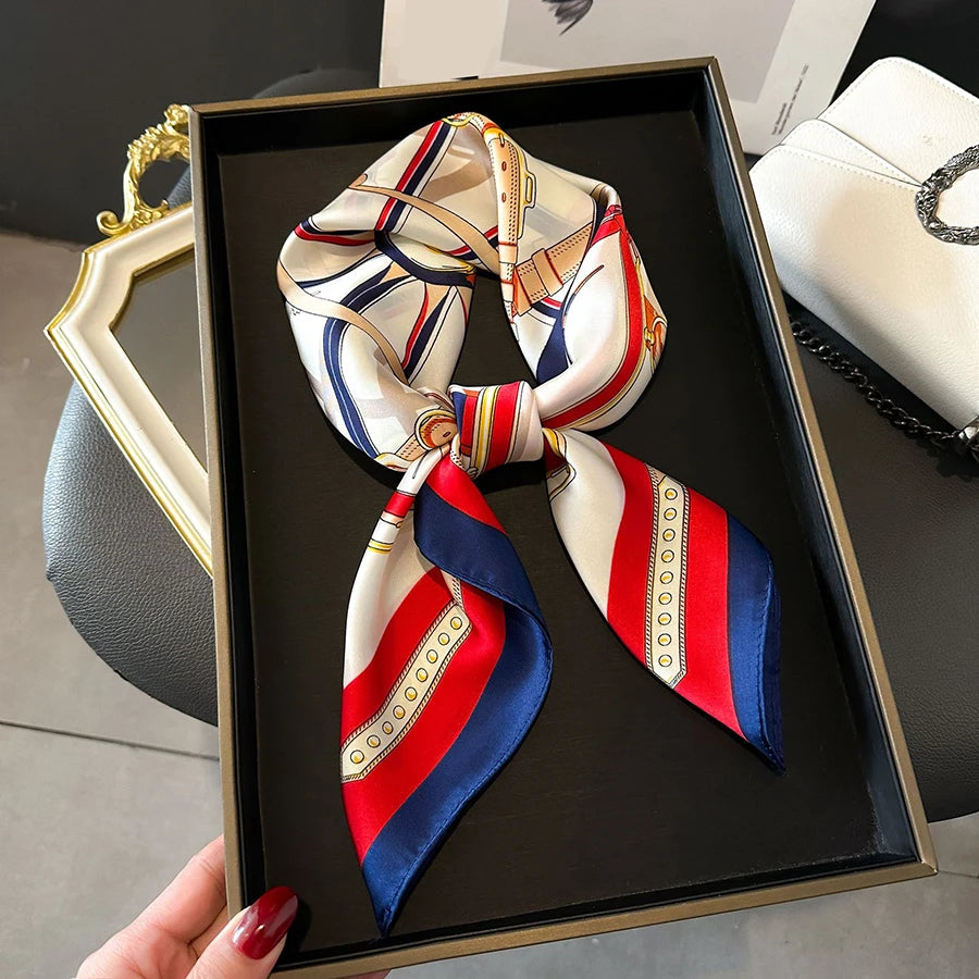 Elegant Nordic Style All Seasons Scarf Faux Silk Large Square Shawl Simple Chic Decorative Wrap For Teens