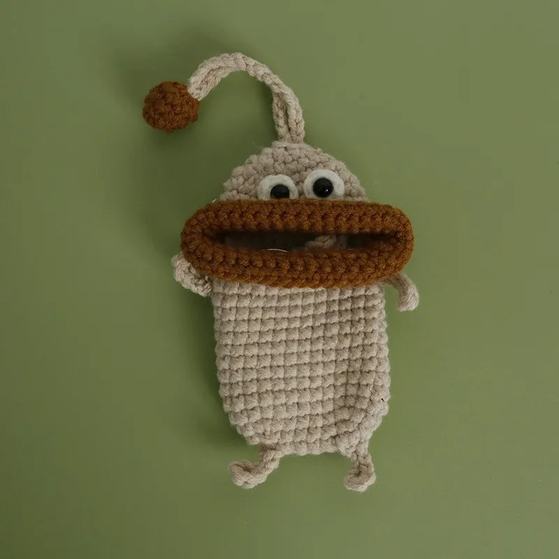 Funny Fruit Sausage Mouth Crochet Keychain Key Holder