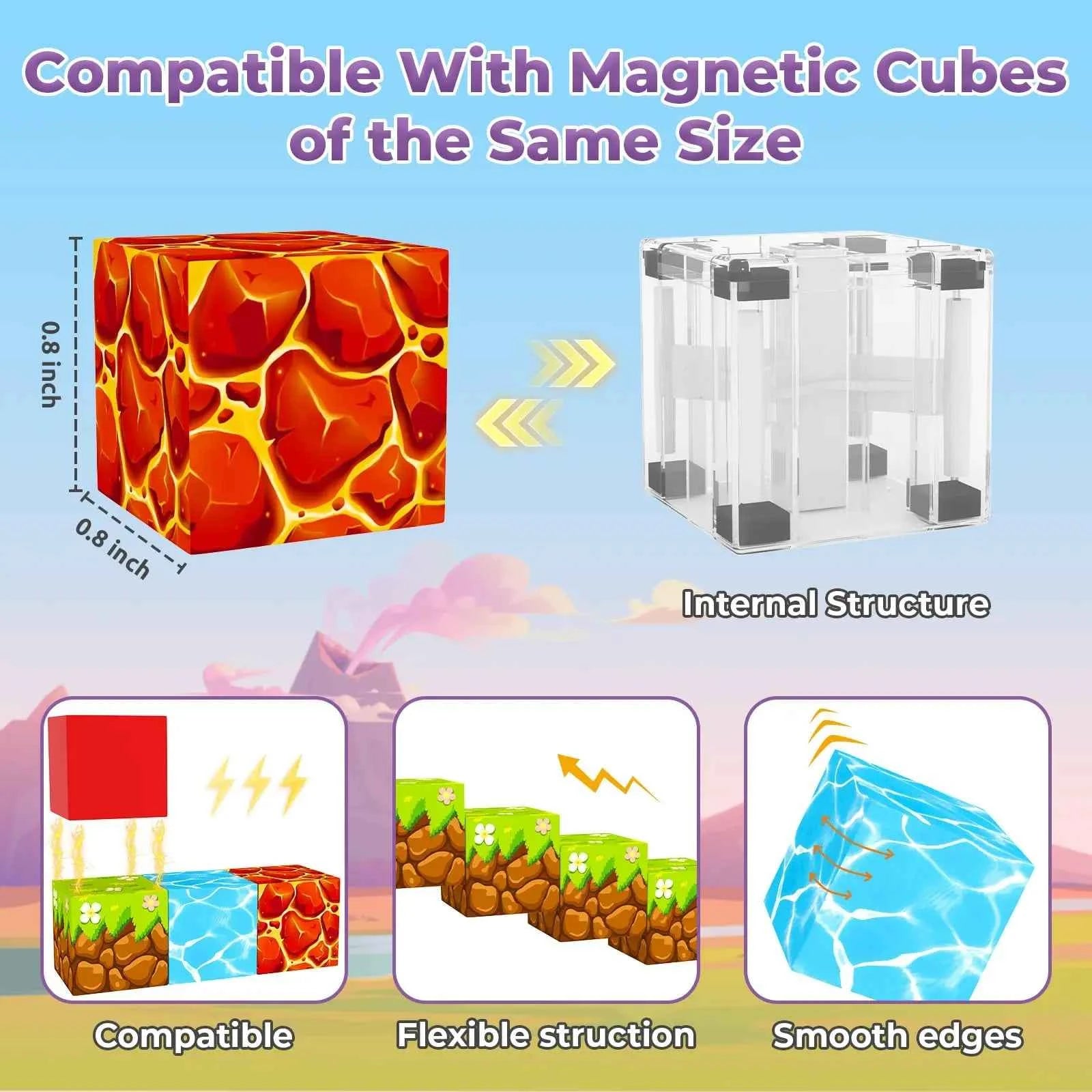 Magnetic Blocks, Magnetic Tiles Building Blocks, Magnet Cubes Toddler Kids Toys, Sensory STEM Toys for 3-5 4-6 5-7 6-8 Year Old