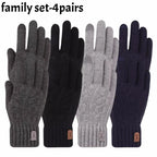  4colors Winter Warm Gloves Touchscreen Unisex Knit Finger Gloves Machine Washable Ideal for Travel Cycling Sports