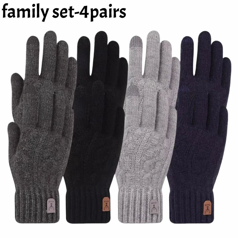  4colors Winter Warm Gloves Touchscreen Unisex Knit Finger Gloves Machine Washable Ideal for Travel Cycling Sports