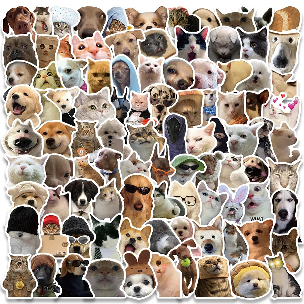 10/30/50/100pcs Cute Dog Cat MEME Funny Animals Stickers Aesthetic Decals Notebook Car Motorcycle Laptop Kid Cartoon Sticker Toy
