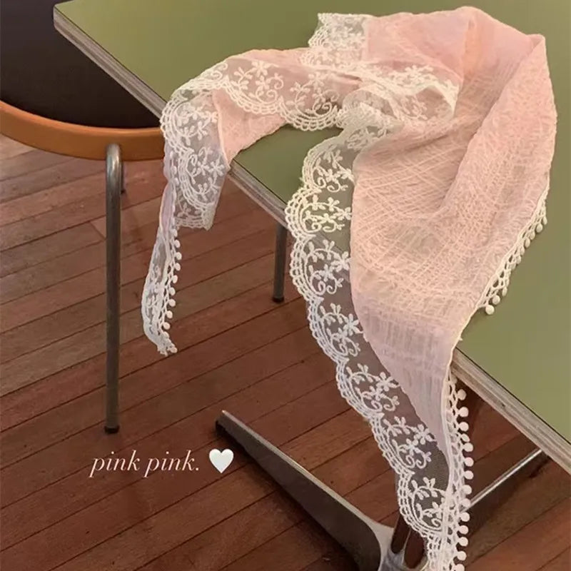 French Chic Alice White Lace Triangle Hair Wrap Fashion Accessory ﻿