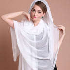 2025 Women's Pure Color Linen Scarf Long Bohemian Beach Wrap Shawl Summer Sunscreen Hijab Stole Versatile Fashion Accessory