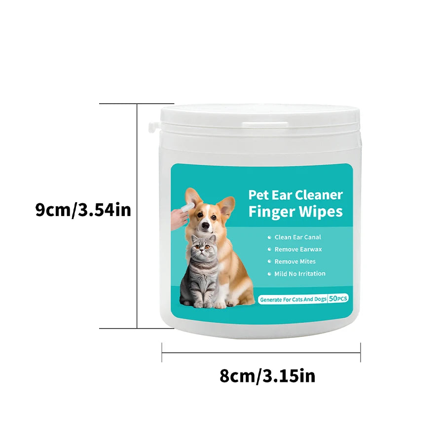 Pet Ear Wipes, Ear Cleaner Finger Wipes for Cats and Dogs, Soft & Easy Otic Cleaning Pads, Pet Supplies for Regular Soothing Odo - WTN Essentials 
