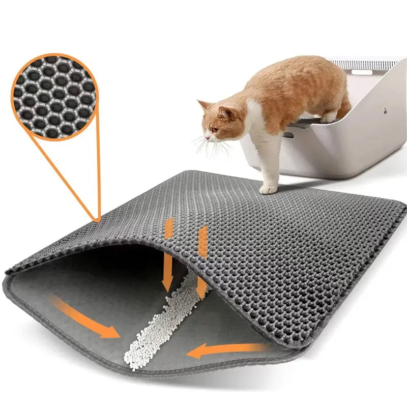 Pet Cat Litter Mat Waterproof Double Layer Cat Litter Trapping Pet Litter Box Mat Clean Pad Products For Cats Accessories - WTN Essentials 