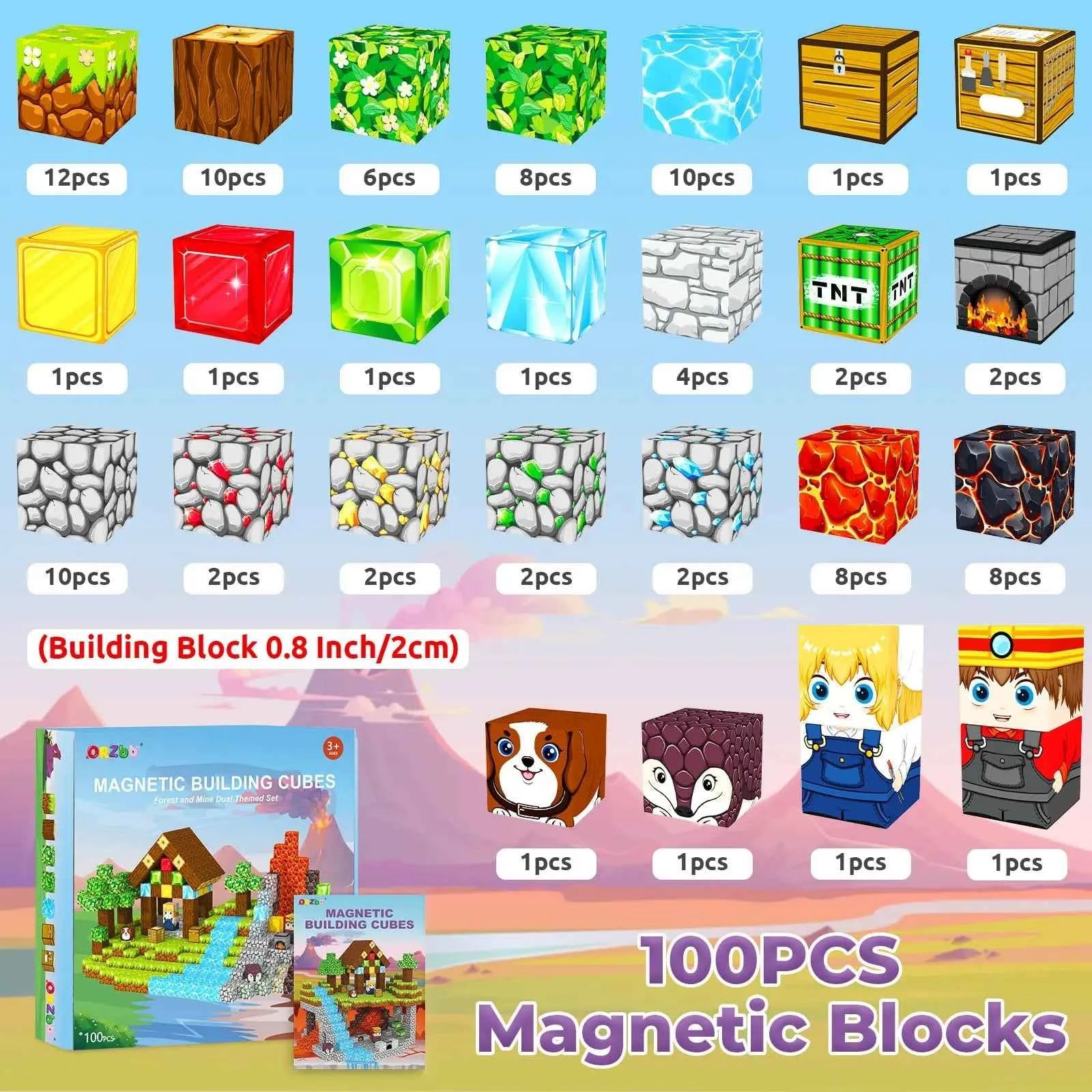 Magnetic Blocks, Magnetic Tiles Building Blocks, Magnet Cubes Toddler Kids Toys, Sensory STEM Toys for 3-5 4-6 5-7 6-8 Year Old