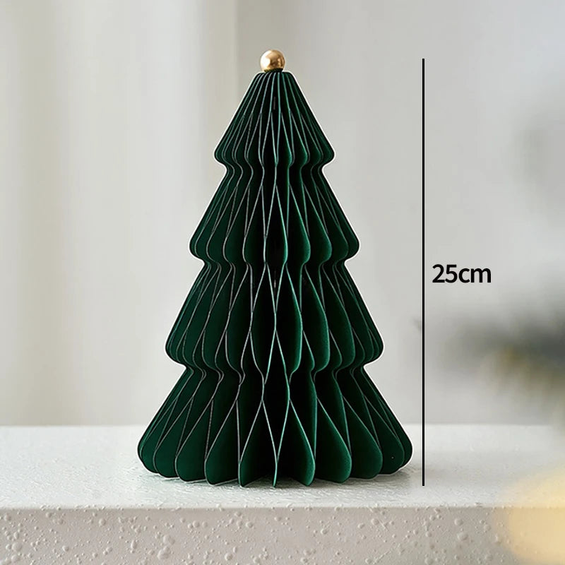 Paper Christmas Tree Ornaments 3D Honeycomb Christmas Tree Decorations Folded Paper 2026 Xmas New Year Desktop Arrangement Decor