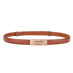 Genuine Leather Women Belt Fashion Golden Lock Buckle Skinny Ladies Waist Belts Dress Jeans Sweater Everyday Casual Outfits