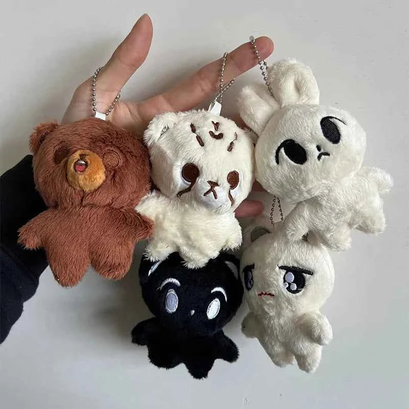 1pc Kpop Cartoon Cheetah Lee Doyoung Mark Same Plush Keyrings Q Styles Mini Gomdo Lee Taeyong Keychains Key Rings Bag Pendants