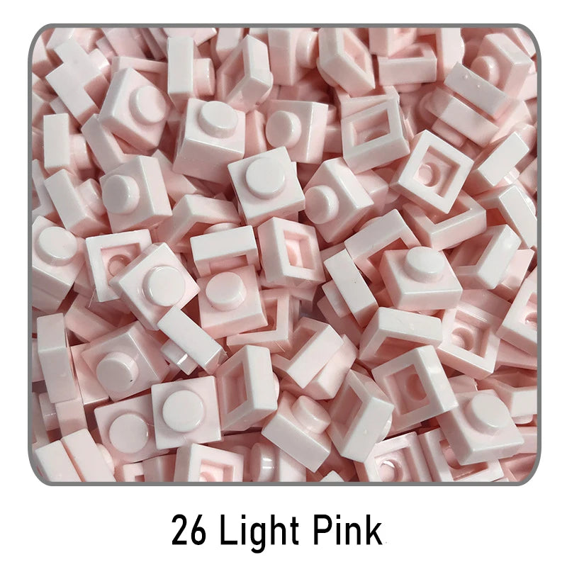 100Pcs DIY Bricks Parts 3024 1x1 Plate Educational Tech Construction Assmble Compatible Block Parts Toys for Child Kids