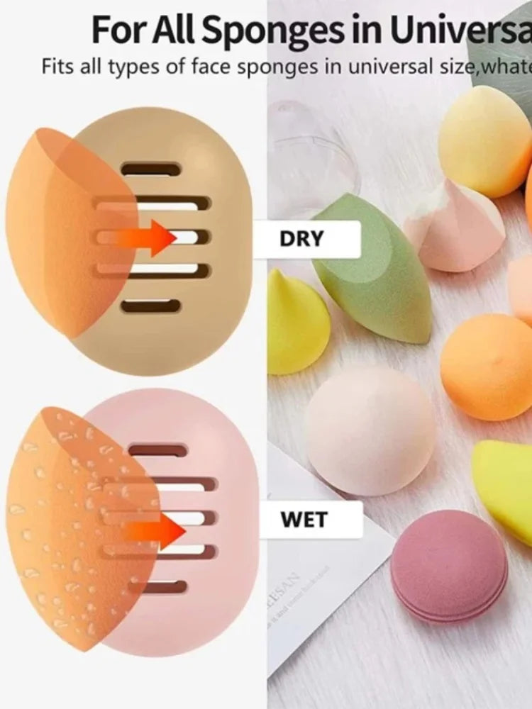 1Pcs Makeup Sponge Holder Eco-Friendly Silicone Multi-hole  Storage Case Travel Protable Cosmetic Puff Holder Box