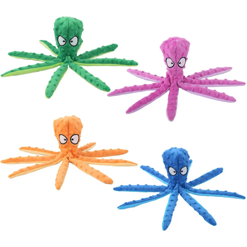 Plush Octopus Dog Toy – Bite Resistant, Squeaky & Interactive