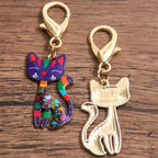 New 8pcs Colorful Alloy Metal Drop Oil Printing Cat Charm Animal Lobster Buckle Kit Pendant For Enamel DIY Jewelry Accessories