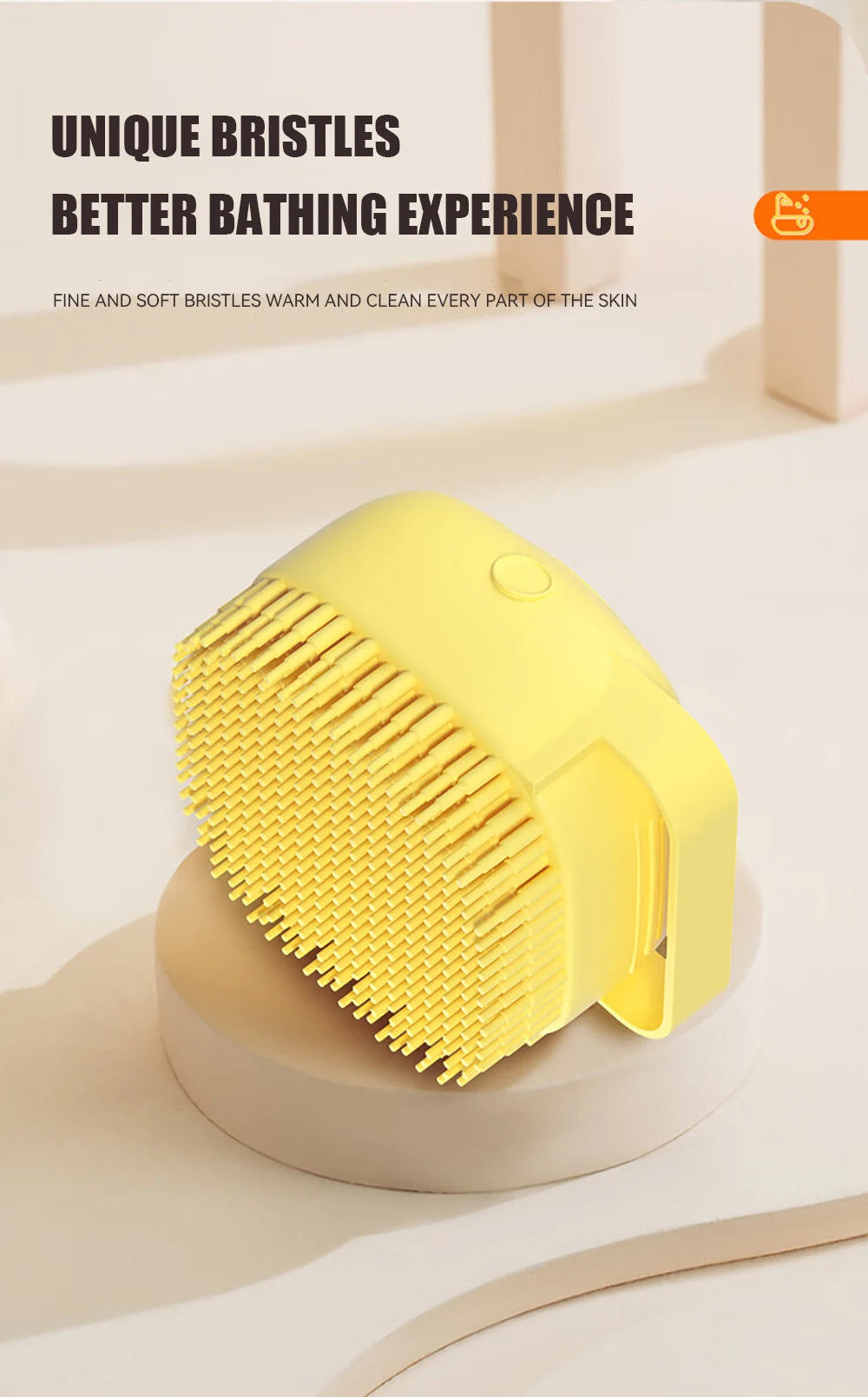 Dog Bathing Brush Pet Massage Brush Shampoo Dispenser Soft Silicone Brush Rubber Bristle for Dogs and Cats Shower Grooming Tool - WTN Essentials 