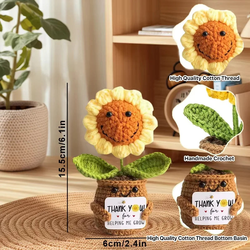 Positive Energy Duck Doll Hug Pocket Mini Handmade Plush Wool Knitting Dolls Funny Emotional Support Crochet Gift for Birthday
