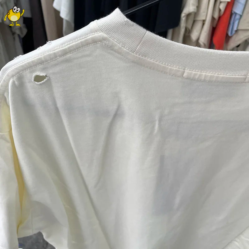 Summer Streetwear Satoshi Nakamoto T Shirt Men Woman Fashion Vintage Print Short Sleeve Washed Damaged Hole Old  Top Tee