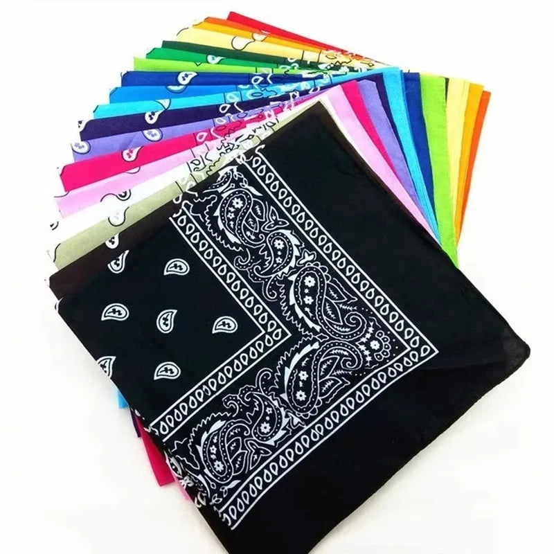 1-4Pcs Fashion Hip Hop Cotton Bandana Square Scarf 54cm*54cm Black Red Paisley Headband Printed For Women/Men/Boys/Girls