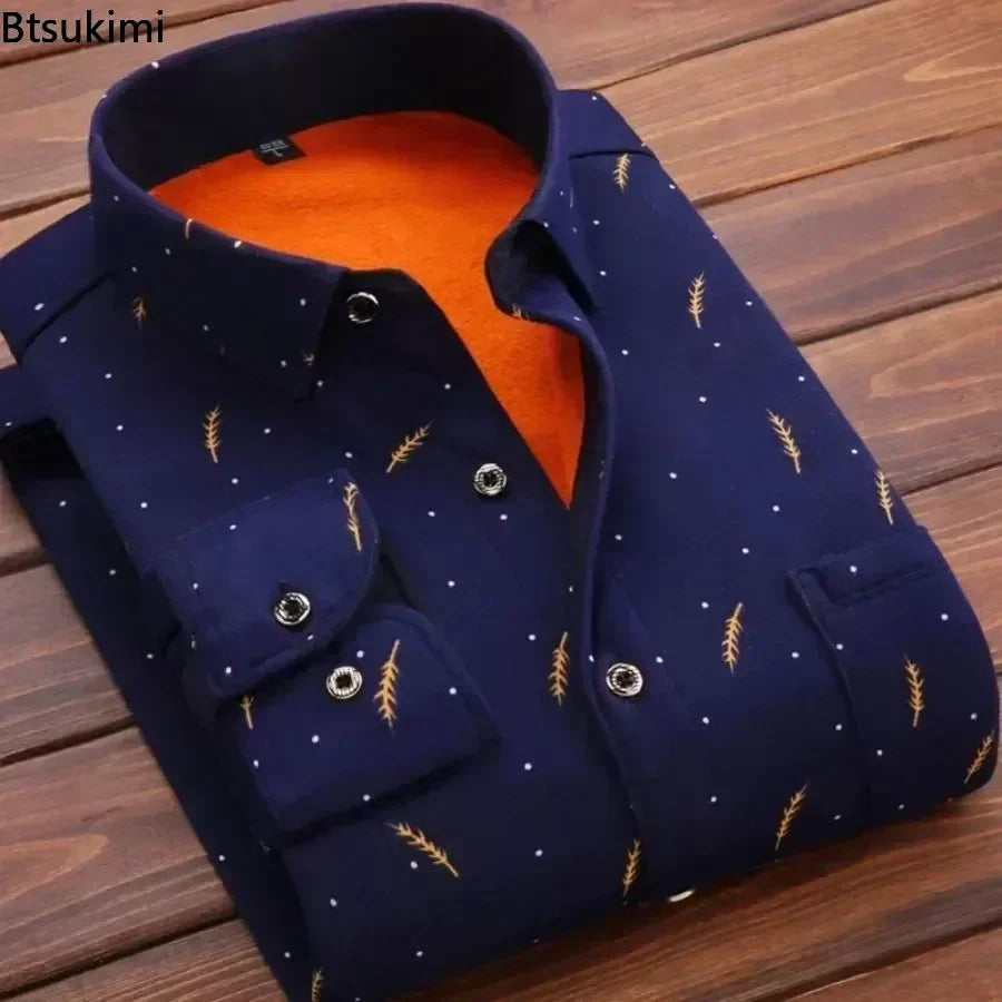 2025 Men's Autumn Winter Casual Long Sleeve Plaid Shirt Thick Warm Men's Casual High Quality Soft Large Size Warm Shirt Tops 4XL