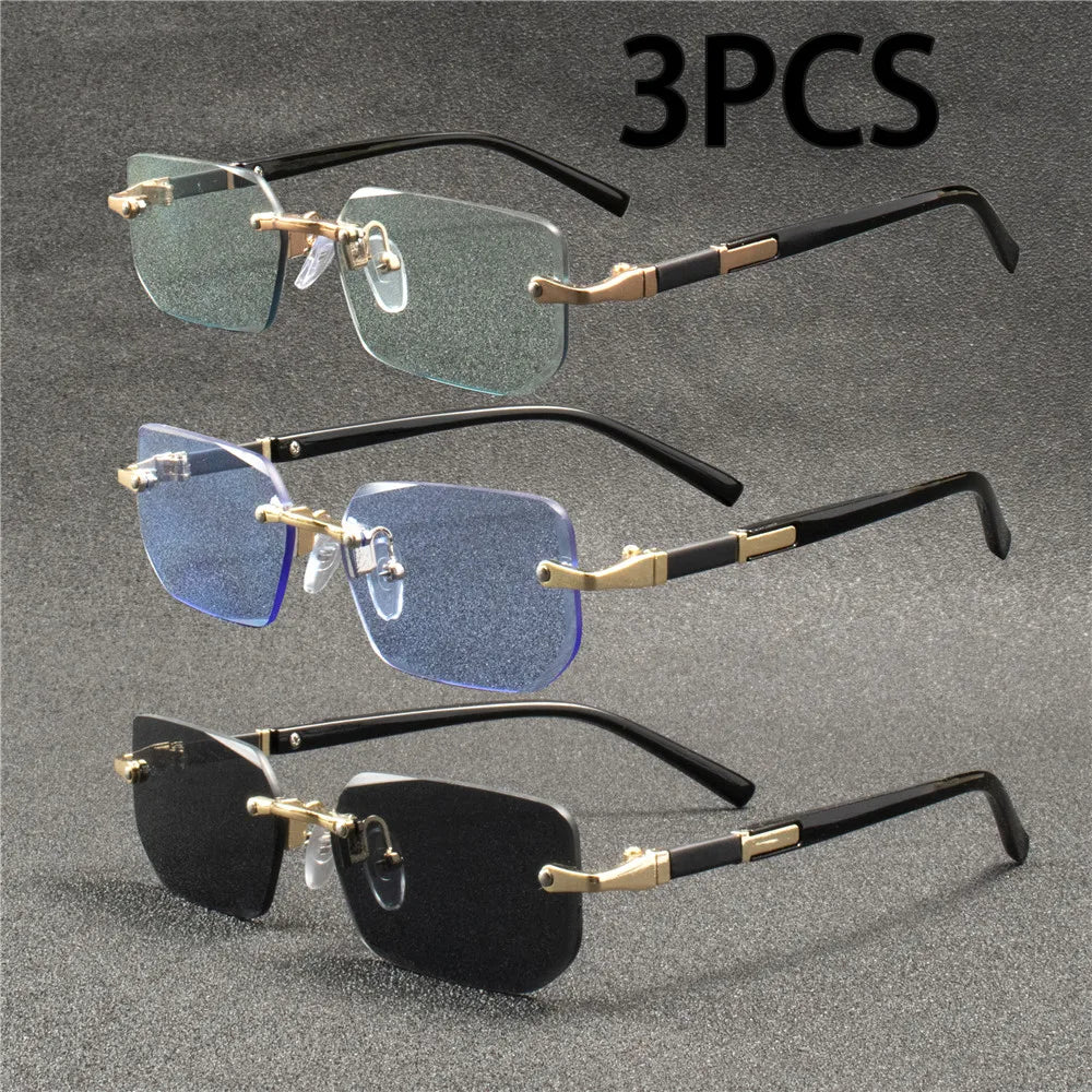 Rimless Rectangle UV400 Fashion Sunglasses for Men & Women