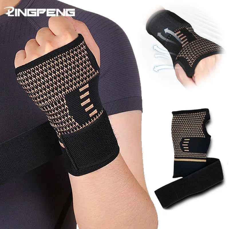 1pc Copper Fiber Compression Gloves Sports Wrist Guard Arthritis Gloves Elastic Palm Brace Fitness Wrist Support Wristband
