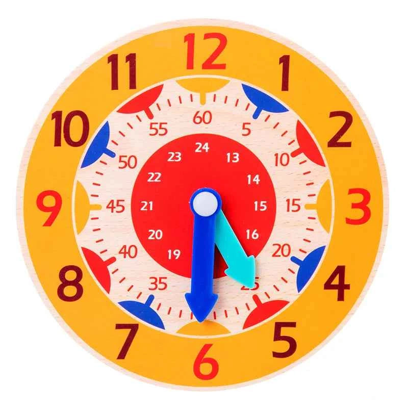 Kids Montessori Wooden Clock Toys Time Learning Teaching Aids Educational Toys For Children Primary School Clever Board Toy