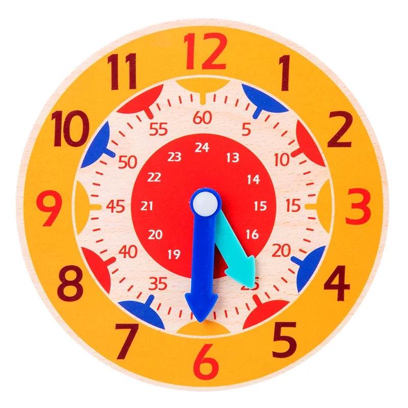 Montessori Wooden Learning Clock Time Teaching Toy for Kids