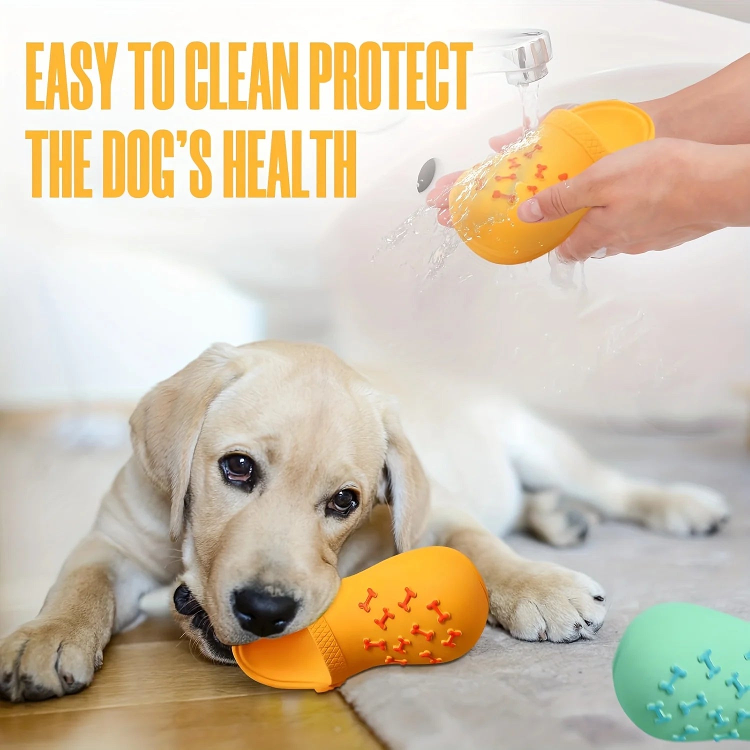 Durable Rubber Slippers-Shaped Chew Toy, Teeth Cleaning & Training, Indoor/Outdoor Play for Small, Medium, Large Dogs & Puppies