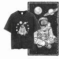 SA ASTRONAUT SPACE THEMES Printed Cotton Acid Washed Graphic Unisex T Shirt Cool Streetwear Men Tshirts Big Size Tee for men