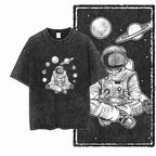 SA ASTRONAUT SPACE THEMES Printed Cotton Acid Washed Graphic Unisex T Shirt Cool Streetwear Men Tshirts Big Size Tee for men