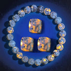 2/4pcs Natural Flame Stone Bracelet with Natural Raw Stone Accessories, UV Luminescent Rock, Handmade Elastic Bracelet