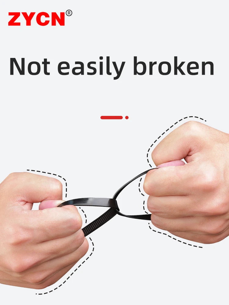 100Pcs 8 Series Width 7.5MM 200/250/300/350 Nylon Ties Cable Plastic  Wire Fixed Strap White/Black Self-Locking StrongTensile