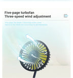 SEAMETAL Car Electric Fan Strong Wind 3-Speed Cooling Fan for Rear Seat Passenger Portable 360 Degree Rotatable Car Air Fan
